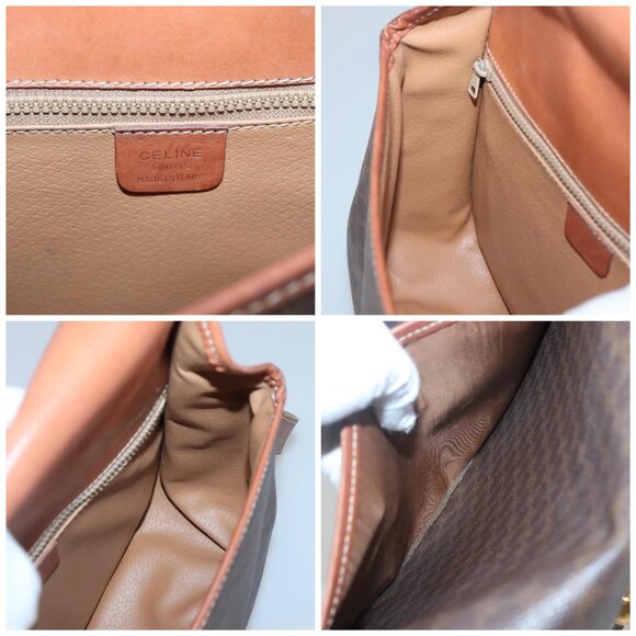 CELINE Macadam Canvas Shoulder Bag PVC Leather Brown Gold Auth - Picture 15 of 16